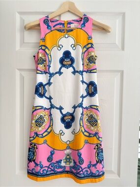 JB by Julie Brown Pink, Yellow & Blue Scrolled Print Sundress